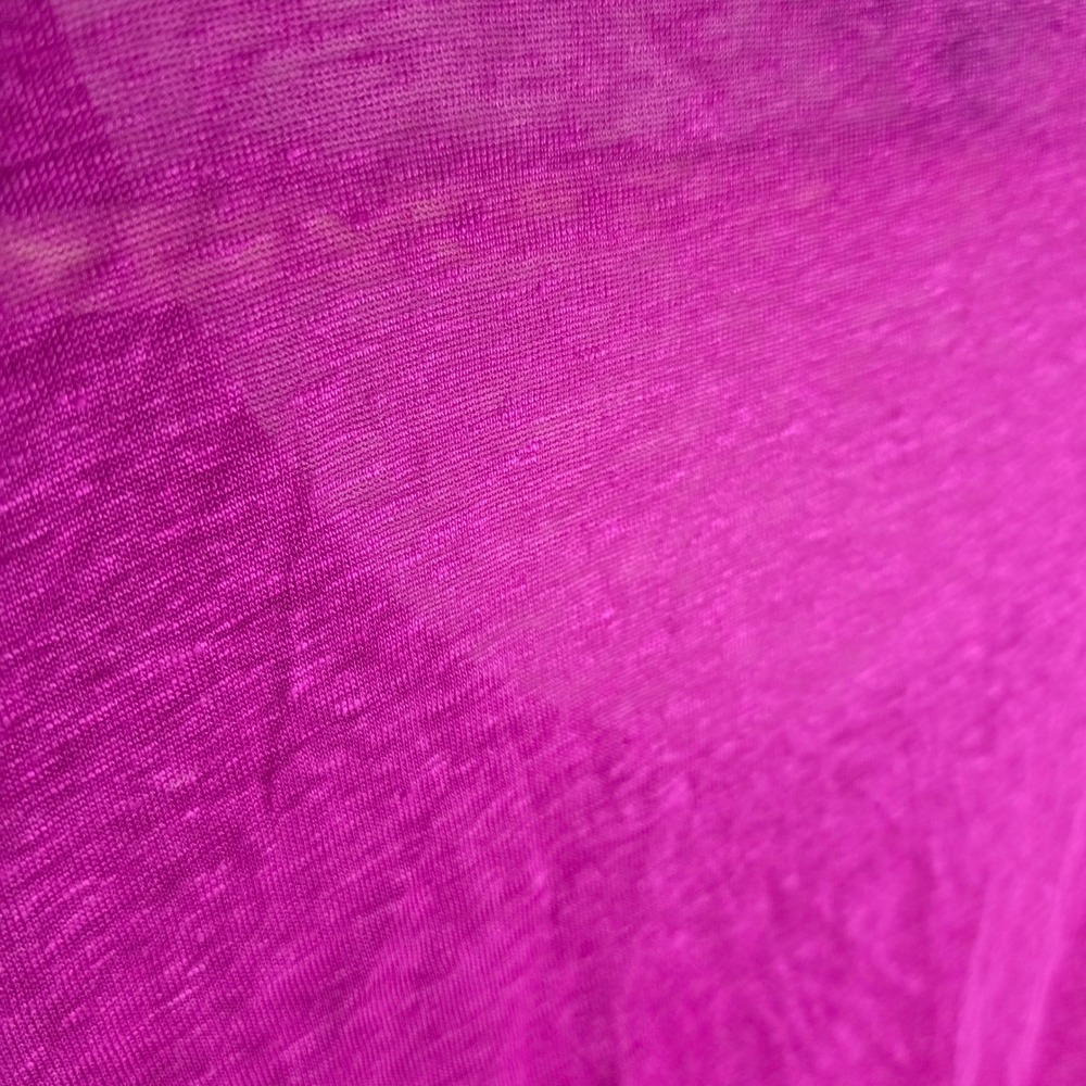 Lauren Ralph Lauren Linen Scoop Neck Top L Magenta Rolled Cuff - Picture 6 of 9